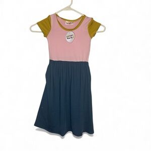 Dot Dot Smile Colorblock Dress with Pink and Blue and Mustard Yellow Size 2T